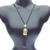 Long Beaded Gemstone Tassel Necklace