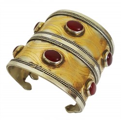 Mehrunnisa Original Turkmen Afghan Tribal Open Double Cuff Bracelet (JWL2491)