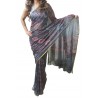 Mehrunnisa BAGRU Chiffon Saree With Blouse Piece From Jaipur (GAR2612, Brown)