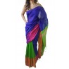 Mehrunnisa Handloom Cotton Silk SAREE With Blouse Piece From West Bengal (GAR2589,Blue & Green )