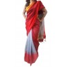 Mehrunnisa Handloom Cotton Silk SAREE With Blouse Piece From West Bengal (GAR2591, Red & Grey)