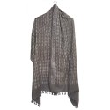 Mehrunnisa Handloom Block Print Pure Merino Wool Shawl – Unisex (GAR2615, Grey)