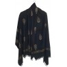 Mehrunnisa Handloom Block Print Pure Merino Wool Shawl – Unisex (GAR2615, Grey)