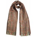 Mehrunnisa Ethnic Kani Pure Wool Stole / Large Scarf Wrap From Kashmir (GAR2117, Beige)
