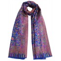 Mehrunnisa Ethnic Kani Pure Wool Stole / Large Scarf Wrap From Kashmir (GAR2122, Royal Blue)