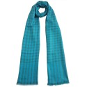 Mehrunnisa Handcrafted Pure Cashmere Pashmina Wool Check Stole Wrap – Unisex (GAR2124, Blue