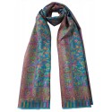 Mehrunnisa Ethnic Kani Pure Wool Stole/Large Scarf Wrap From Kashmir (GAR2120, Turquoise)
