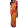 Mehrunnisa Handloom Pure Cotton SAREES With Blouse Piece From Bengal (Orange, GAR2702)