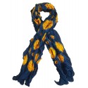 Mehrunnisa Handcrafted Gajji Silk Bandhani Tie & Dye Stole from Kutch (Blue & Yellow, GAR2703)