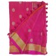 Mehrunnisa Handloom Linen Butta SAREE With Zari Border From West Bengal (GAR2718, Magenta)