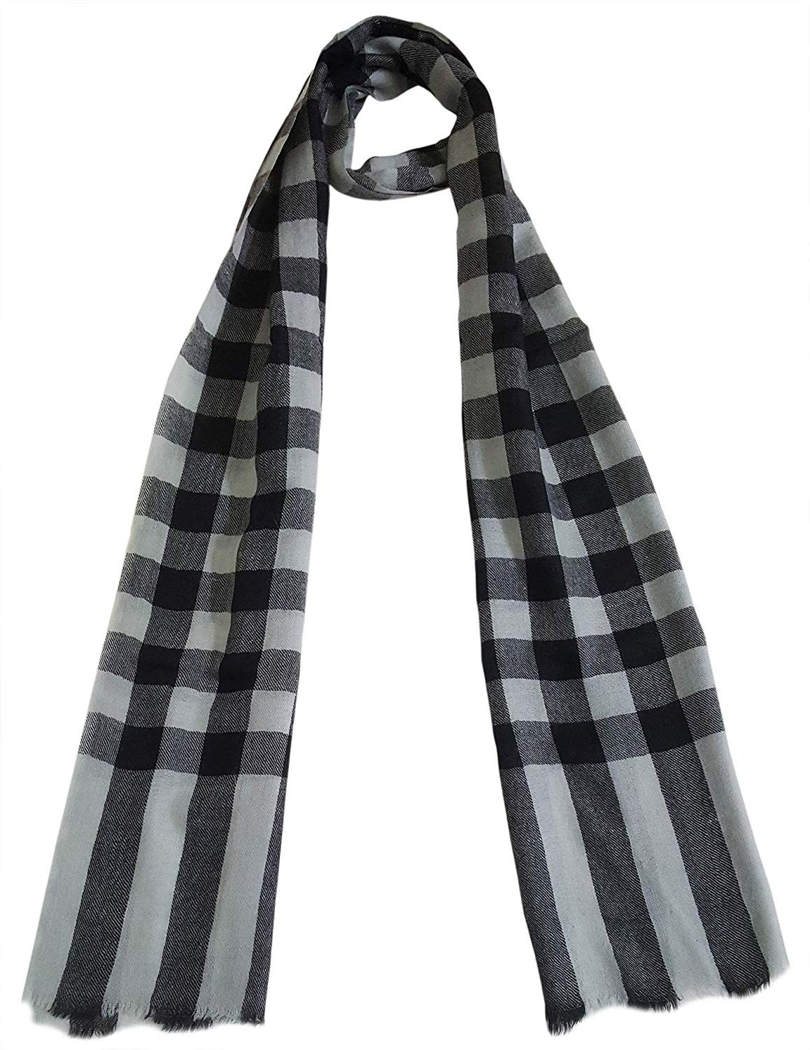 Mehrunnisa Handcrafted Pure Pashmina Cashmere Wool Check Muffler