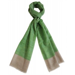 Mehrunnisa Handcrafted Pure Pashmina Cashmere Wool Check Muffler/Scarf Wrap – Unisex (GAR2594, Green & Beige)
