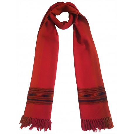 Mehrunnisa Handcrafted Premium Sheep Wool Kullu Stole – Unisex (GAR2553, Dark Pink + Orange)