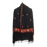 Mehrunnisa Crewel Embroidery Woollen Stole / Large Scarf From Kashmir (Black, GAR2533)