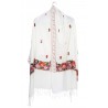 Mehrunnisa Crewel Embroidery Woollen Stole / Large Scarf From Kashmir (White, GAR2530)