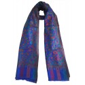 Mehrunnisa Ethnic Kani Silk Wool Stole/Large Scarf Wrap From Kashmir (GAR2496, Royal blue)
