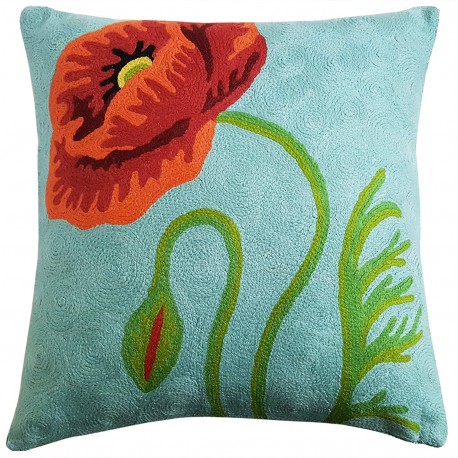 Mehrunnisa (12"X12") Kashmir Hand Embroidered Crewel Work Cushion Cover (HOM2505)
