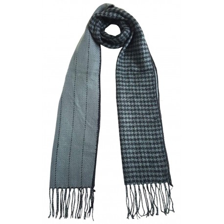 Mehrunnisa Double Sided Plaid Woolen Long Scarf / Muffler – Unisex (Grey, GAR2200)