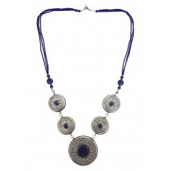 Mehrunnisa Afghani Lapis Lazuli Tribal Pendant Necklace (JWL2770, Round)