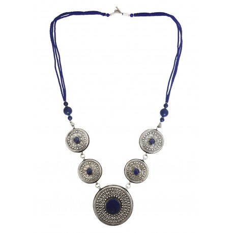 Mehrunnisa Afghani Tribal Pendant Necklace (JWL2766, Lapis Lazuli)