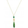 Mehrunnisa Semi Precious Stone Pendant with Pearl Chain Necklace (Australian Jade, JWL2787)
