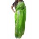 Mehrunnisa Handloom Linen Butta SAREE With Zari Border From West Bengal (GAR2721, Green)
