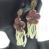 Gemstone Tassel Beaded Fringe Earrings