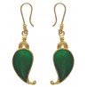Paisley Green Enameled Dangle Earrings