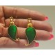 Paisley Green Enameled Dangle Earrings