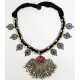 Afghani Tribal Necklace with Colored Glass 