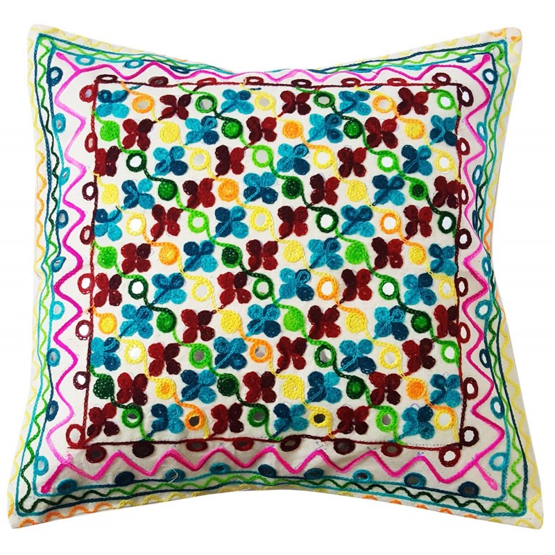 Mehrunnisa Exclusive Rajasthani Multi-Colour Thread Work Cushion Cover ...