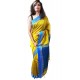 Handloom High Quality BAHA SAREES With Blouse Piece From Kolkata (Yellow & Dark Blue)