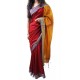 Handloom High Quality BAHA SAREES With Blouse Piece From Kolkata (Golden & Orange)