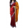 Handloom High Quality BAHA SAREES With Blouse Piece From Kolkata (Maroon & Mustard)