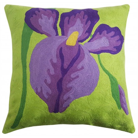 Mehrunnisa (16”X16”) Exclusive Hand Embroidered Crewel Work Cushion Cover From Kashmir (HOM2267)