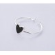 Mehrunnisa “BlackHeart” 92.5 Sterling Silver Adjustable Ring For Girls / Women (JWL2311)