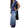 Mehrunnisa BAGRU MAHESHWARI Indigo Batik Cotton Silk Saree With Blouse Piece From Jaipur (GAR2412)