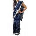 Mehrunnisa BAGRU MAHESHWARI Indigo Black Cotton Silk Saree With Blouse Piece From Jaipur (GAR2413)