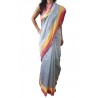 Mehrunnisa Handloom High Quality Cotton Silk SAREES With Blouse Piece From West Bengal (Grey & Maroon)