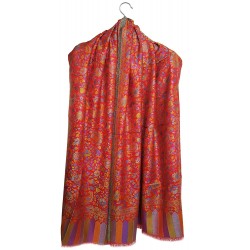Mehrunnisa Ethnic Kani Silk Wool Shawl Wrap From Kashmir (GAR2167)