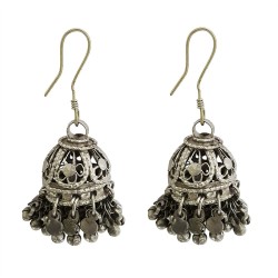 Mehrunnisa Afghani Tribal Oxidized Silver Jhumki Earrings For Girls (JWL1354)