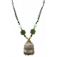 Mehrunnisa Afghani Green Jade & Amazonite Stone Jhumka Pendant Necklace (JWL2420)
