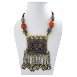Mehrunnisa Afghani Tribal Long Necklace with Thread Cord for Women (JWL2715)