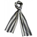 Mehrunnisa Handcrafted Pure Pashmina Cashmere Wool Big Stripes Muffler/Scarf Wrap – Unisex (GAR2598, White & Black)