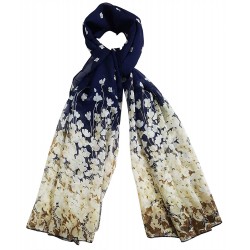 Mehrunnisa Fashion Floral Scarf/Neck Wrap – Unisex (GAR2399,Dark Blue)