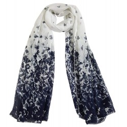 Mehrunnisa Fashion Floral Scarf/Neck Wrap – Unisex (GAR2398, White)