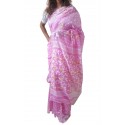 Mehrunnisa Dhakai Jamdani Cotton Silk SAREE With Zari From West Bengal (GAR2773, Pink)