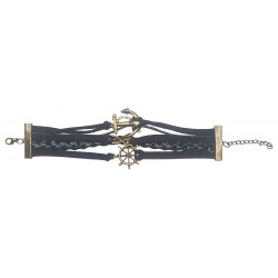 Fashion Dark Brown Leather And Suede Bracelet