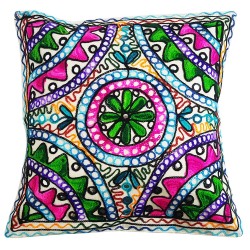 Mehrunnisa Exclusive Rajasthani Multi-Colour Thread Work Cushion Cover (HOM2021)