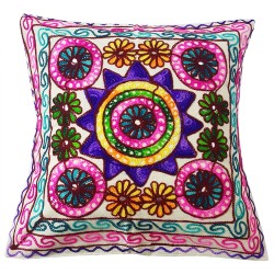 Mehrunnisa Exclusive Rajasthani Multi-Colour Thread Work Cushion Cover (HOM2022)